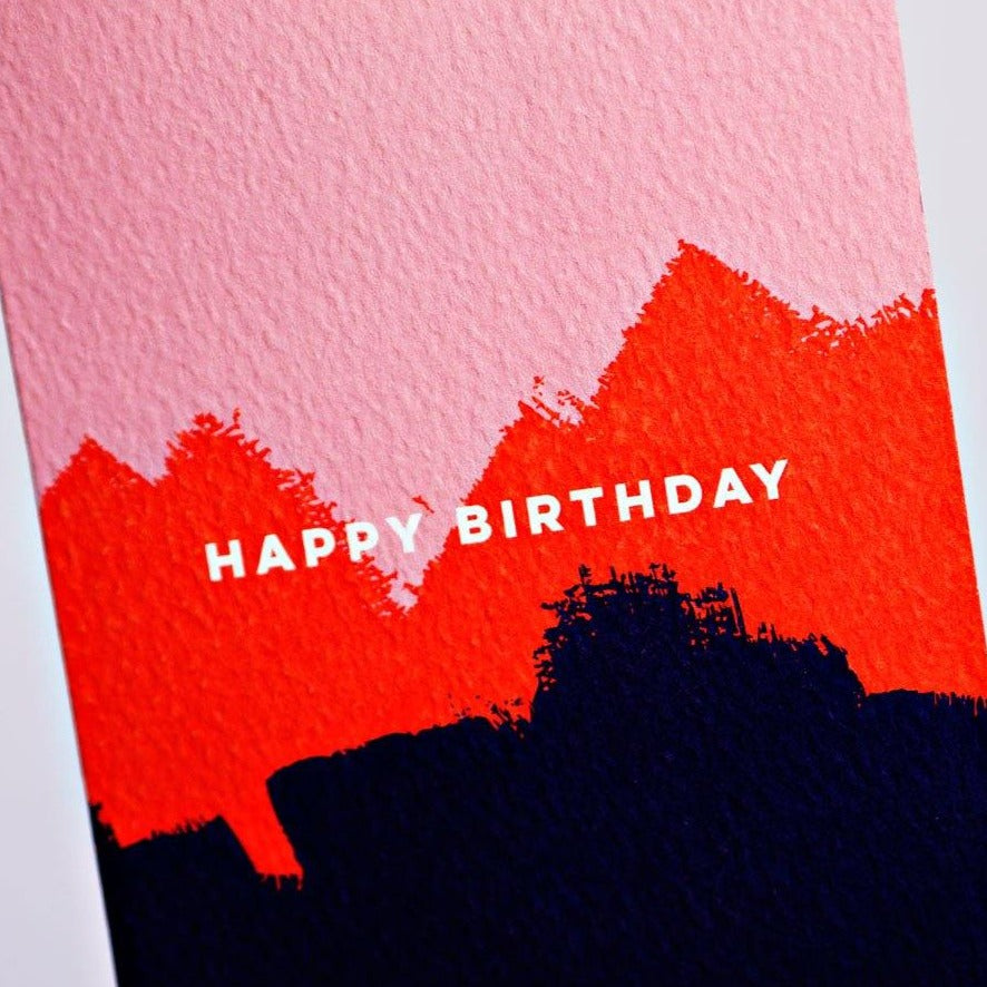 PINK RED BRUSH BIRTHDAY CARD
