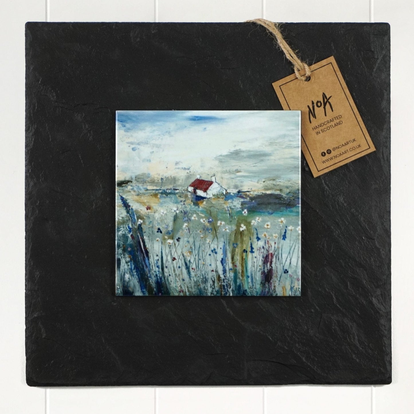 Glossy ceramic tile print of Tin Roof by NOA Art, slate-mounted