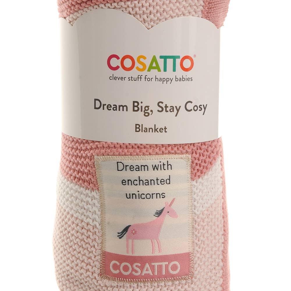 Cosatto knitted stripe baby blanket by Ziggle 100% cotton pram blanket 90 x 70 cm