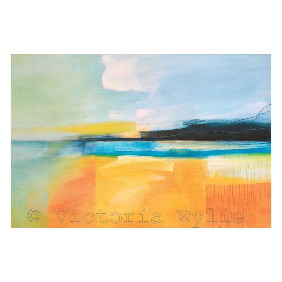 Indian Summer landscape print by Victoria Wylie inspired by Lunan Bay, Angus coast