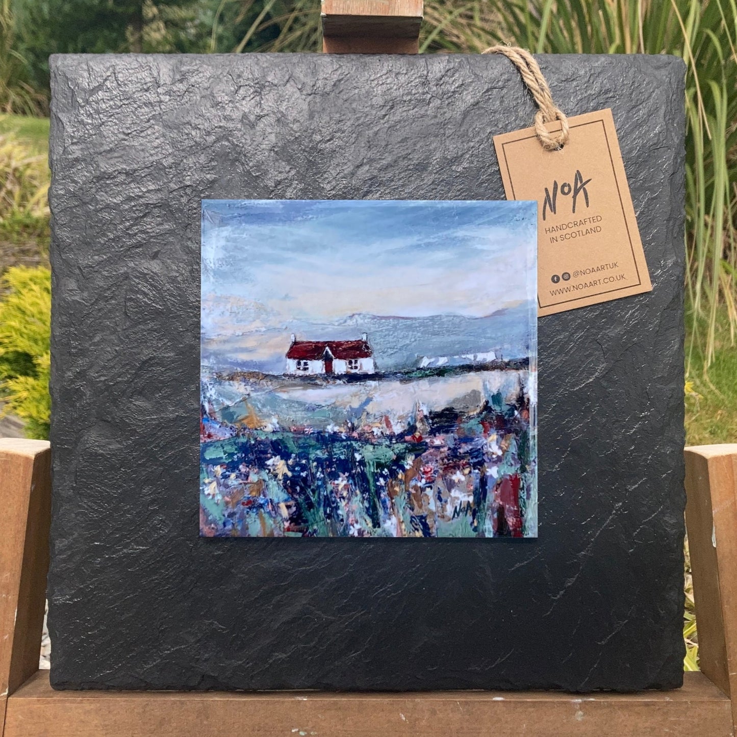 Whinny Brae ceramic tile print by NOA Art, mounted on slate