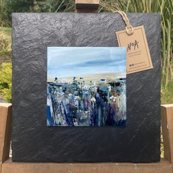 Wild Flowers ceramic tile print by NOA Art, slate mounted