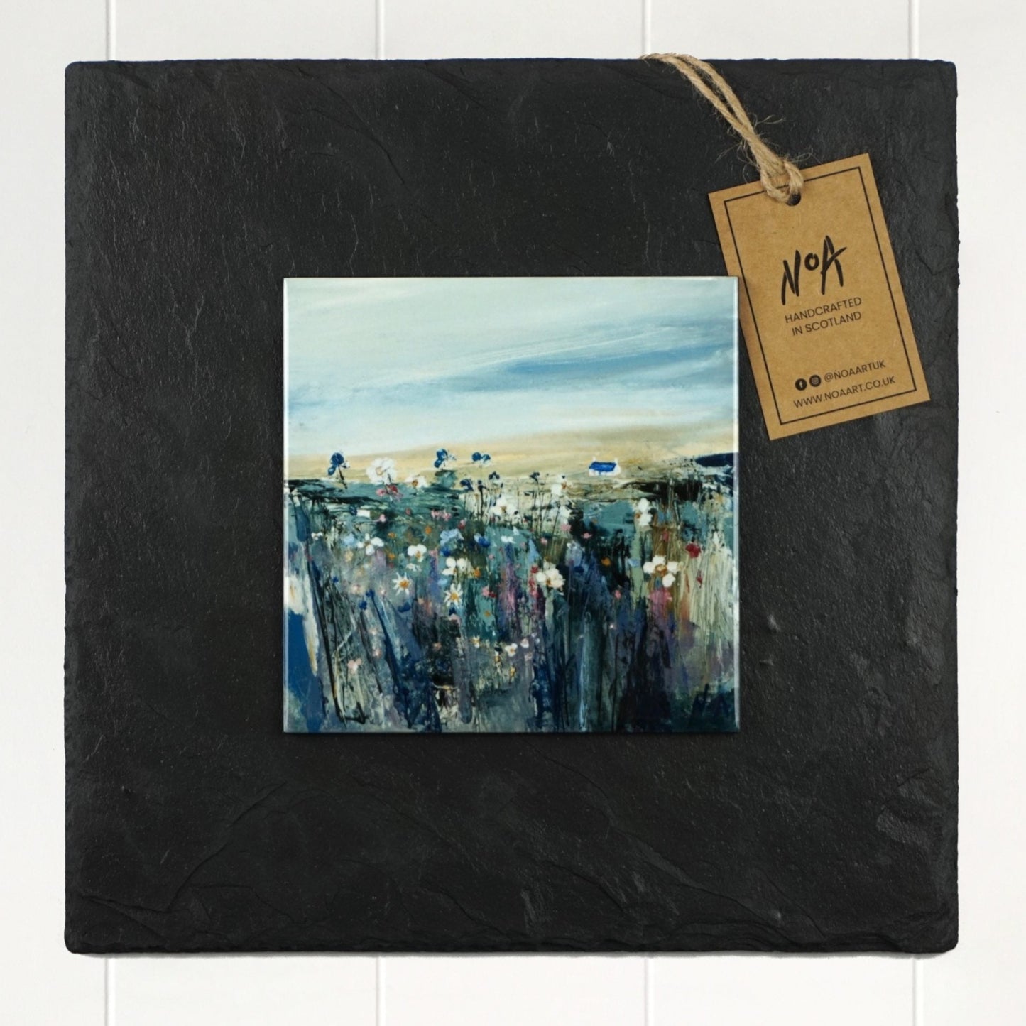 Wild Flowers ceramic tile print by NOA Art, slate mounted