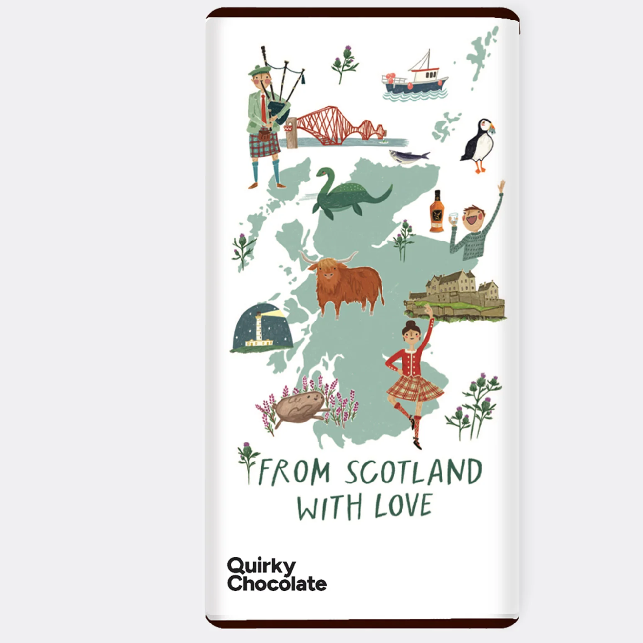 Joy Nevada x Quirky bar with Isle of Skye sea salted caramel in milk chocolate, handmade in Scotland, 100g