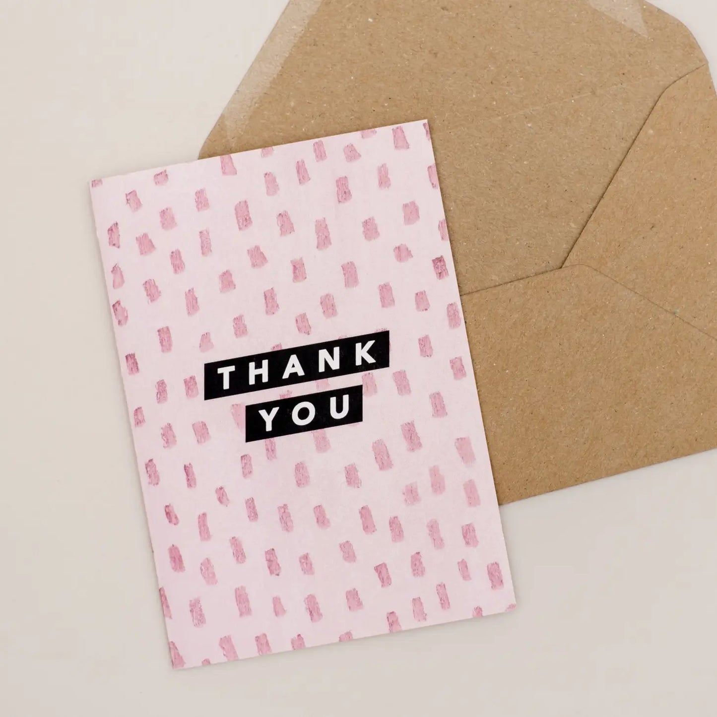 PINK PATTERN LINES THANK YOU CARD
