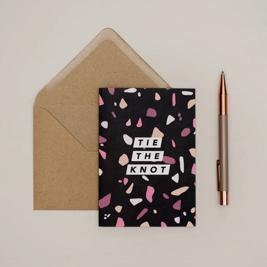 BLACK TERRAZZO TIE THE KNOT CARD