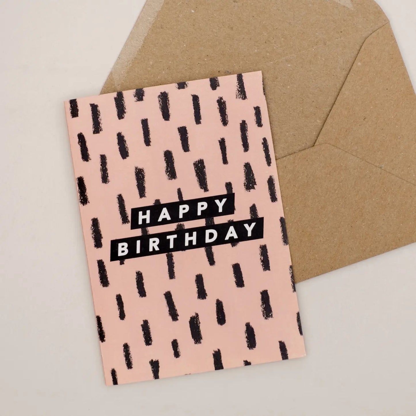 TAN PATTERN LINES BIRTHDAY CARD