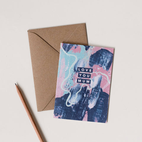 PINK NAVY LOVE YOU MUM CARD