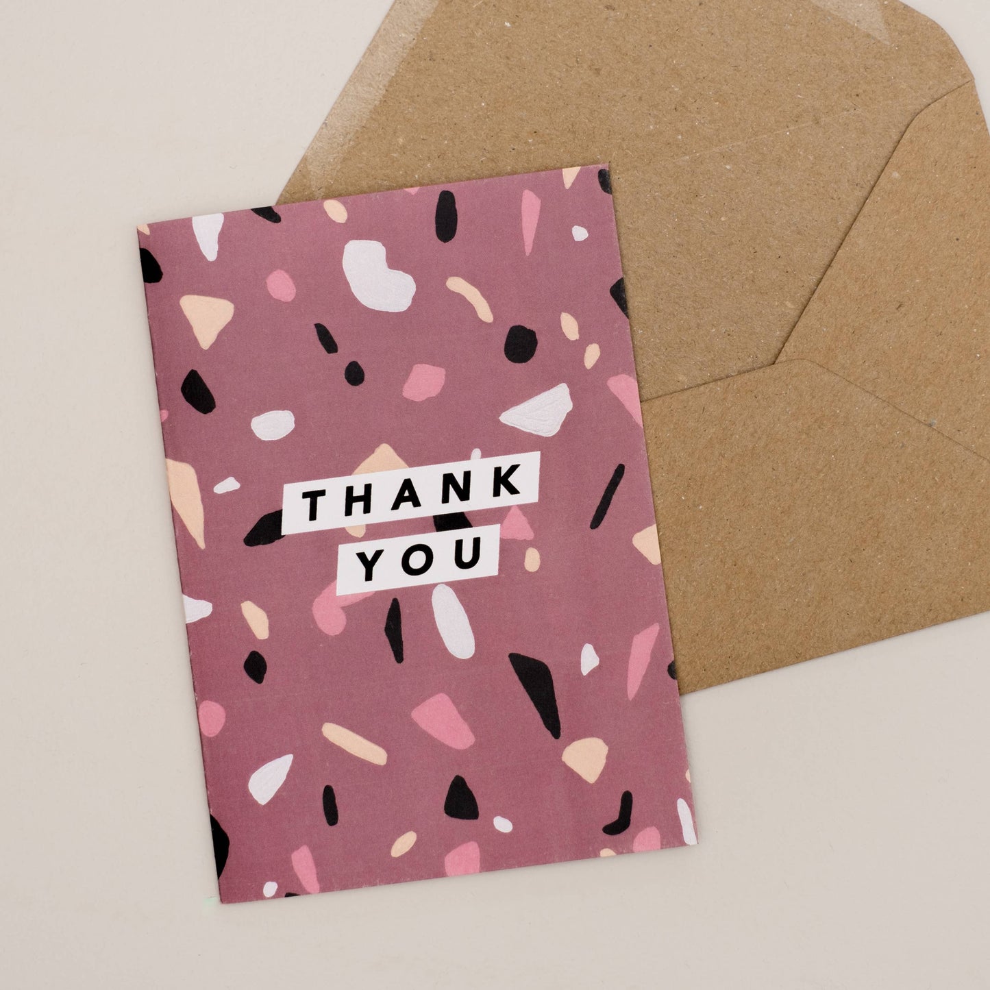 DARK PINK TERRAZZO THANK YOU CARD