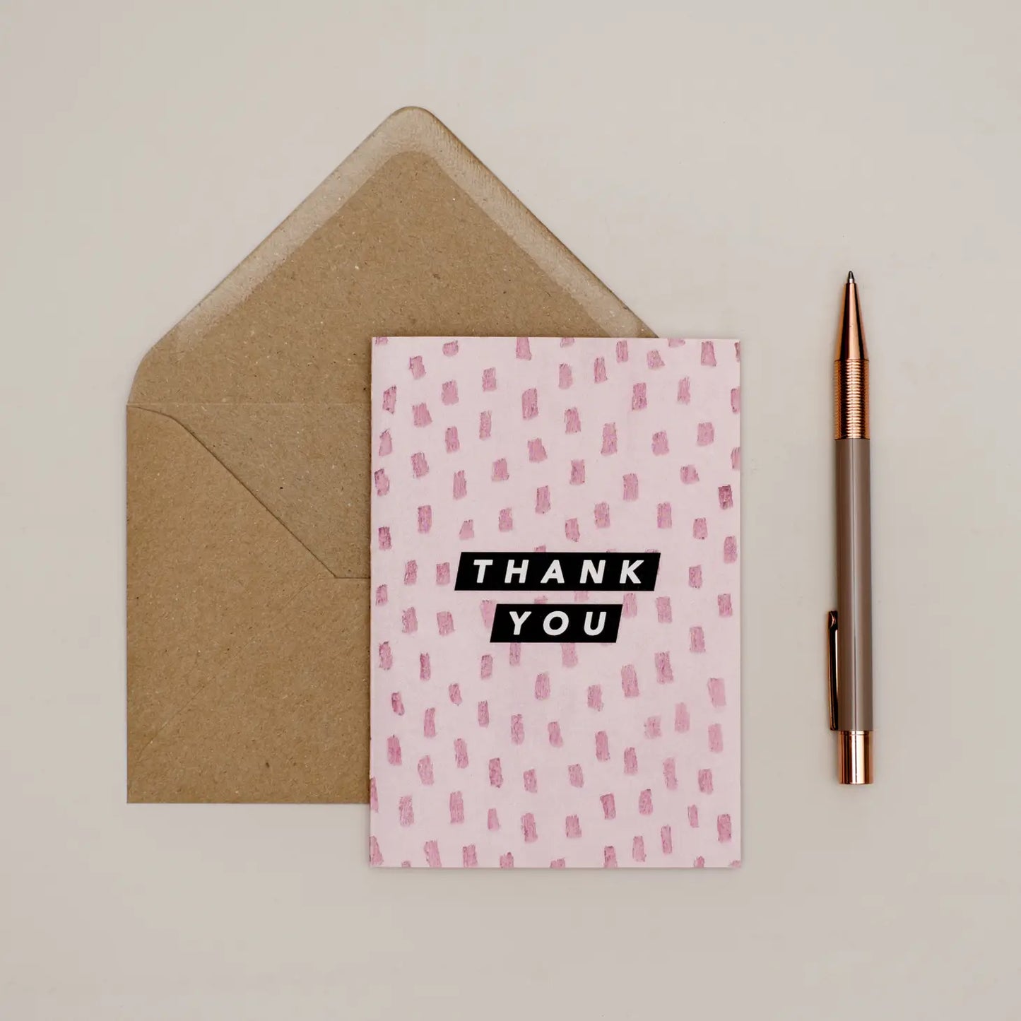 PINK PATTERN LINES THANK YOU CARD