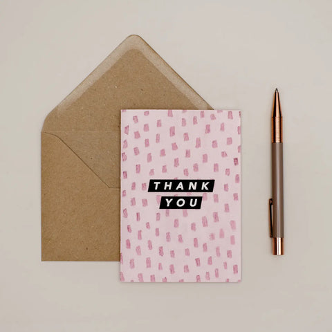 PINK PATTERN LINES THANK YOU CARD