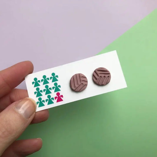 GEOMETRIC PATTERN DUSKY PINK CIRCLE STUDS