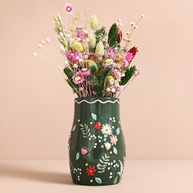 FOREST GREEN FLOWER VASE