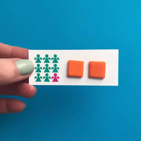 ORANGE SQUARE STUDS