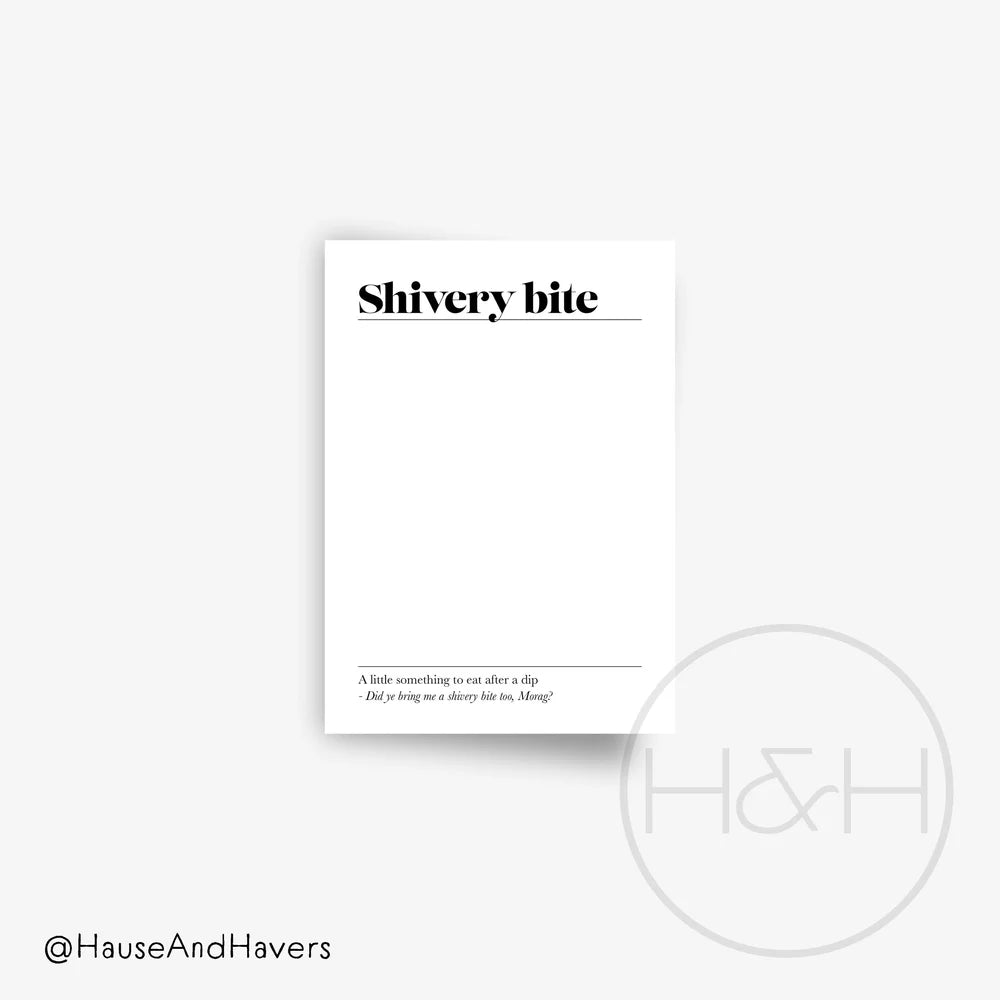 Shivery Bite Scottish swim card by Hause & Havers – nostalgic wild swimming design printed in Edinburgh, perfect for outdoor swimmers.