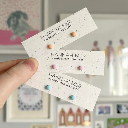 Tiny colourful polymer clay stud earrings with stainless steel posts, approx 4mm in size, lightweight and perfect for daily wear