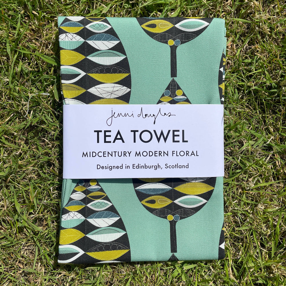MIDCENTURY MODERN LEAVES TEA TOWEL