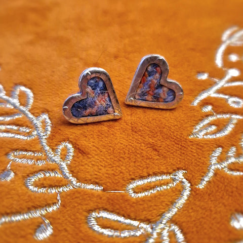 HEART SILVER + TARTAN STUD EARRINGS