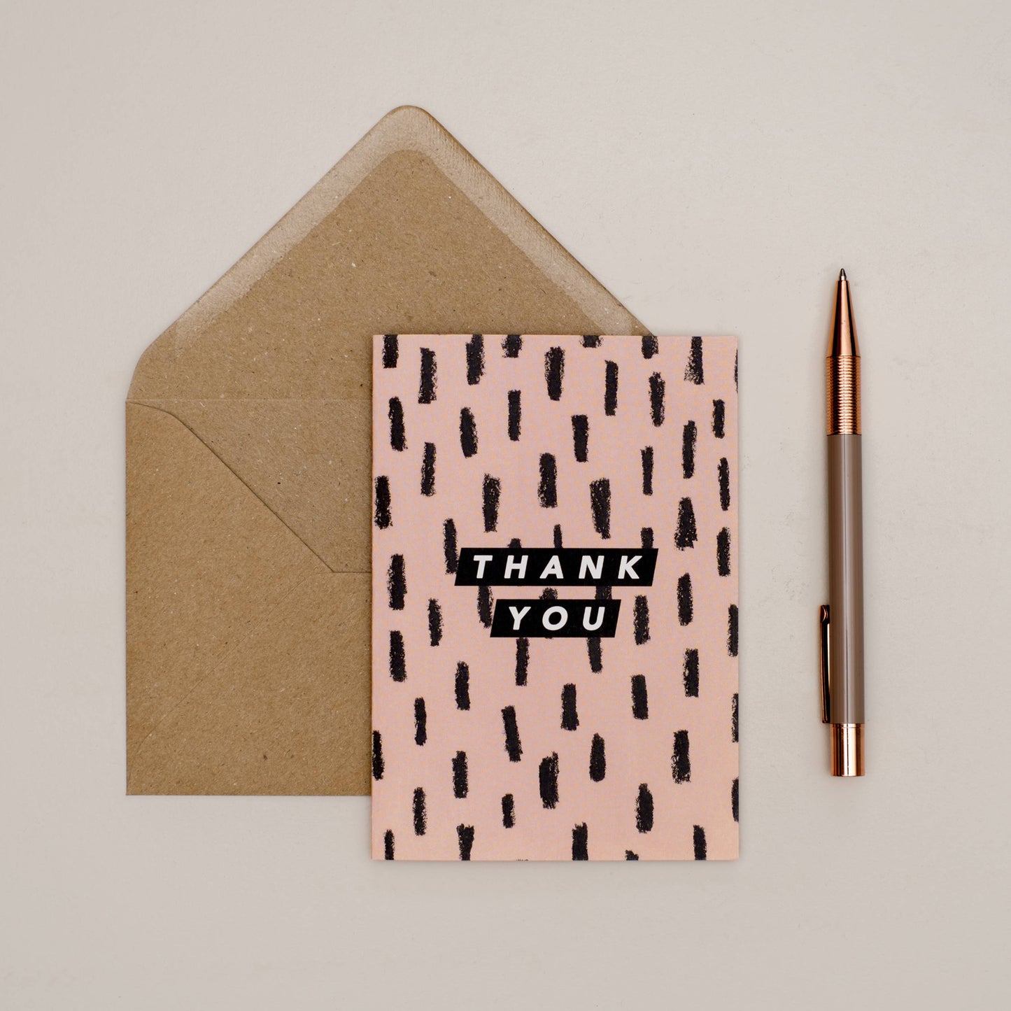 TAN PATTERN LINES THANK YOU CARD