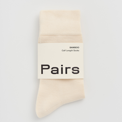 PAIRS Scotland Bamboo socks in Clotted Cream highlighting their soft texture.