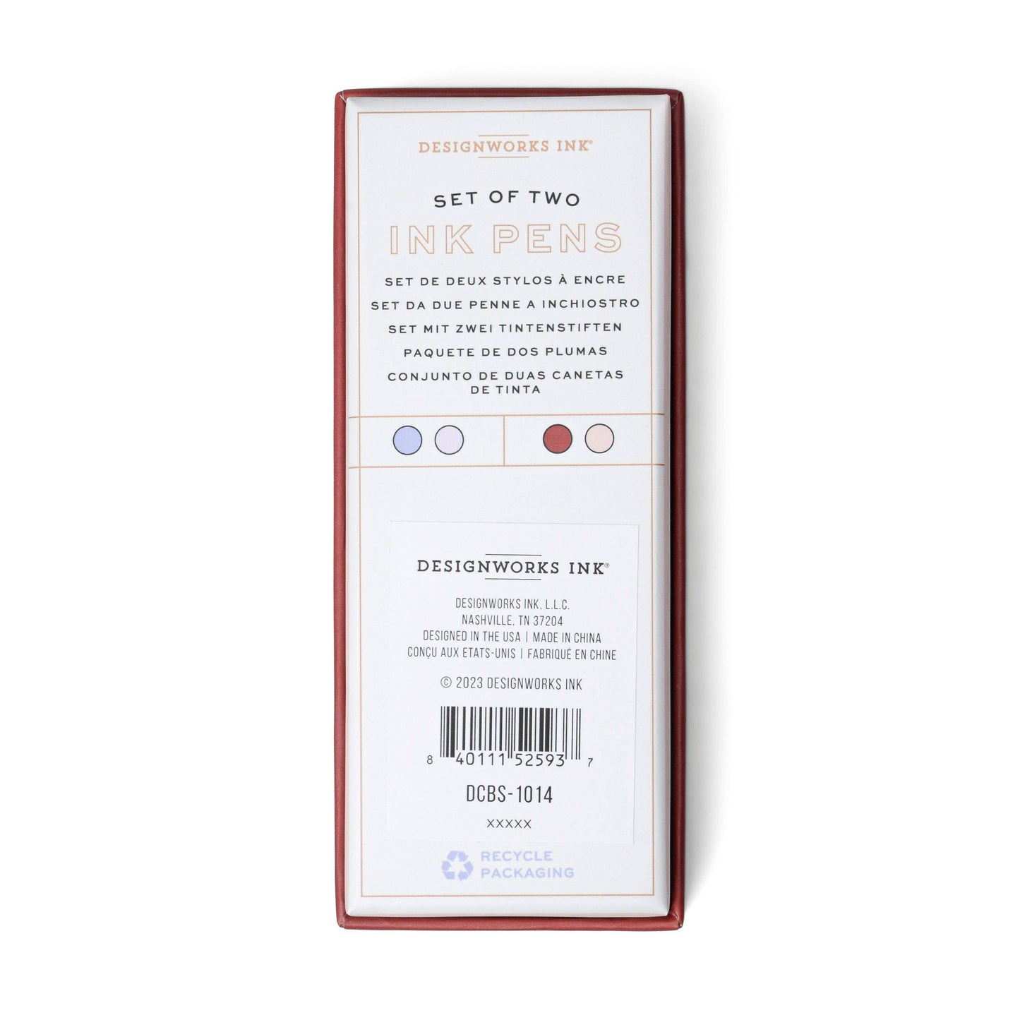 Set of two luxurious Designworks colorblocked metal ink pens, gift boxed