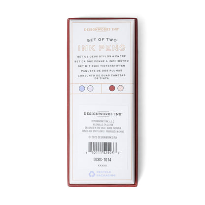 Set of two luxurious Designworks colorblocked metal ink pens, gift boxed