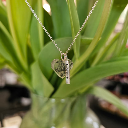 MERMAID GREEN SPECKLE FLAT HEART TAG NECKLACE