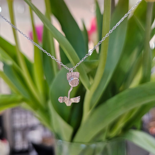 Sterling silver thistle necklace handmade in Perthshire by Diana King
