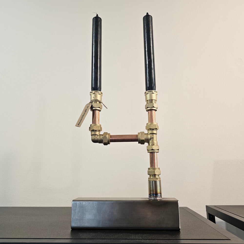DOUBLE CANDLE HOLDER - STEEL BASE