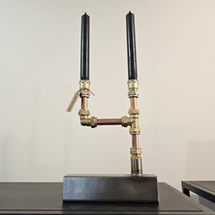 DOUBLE CANDLE HOLDER - STEEL BASE