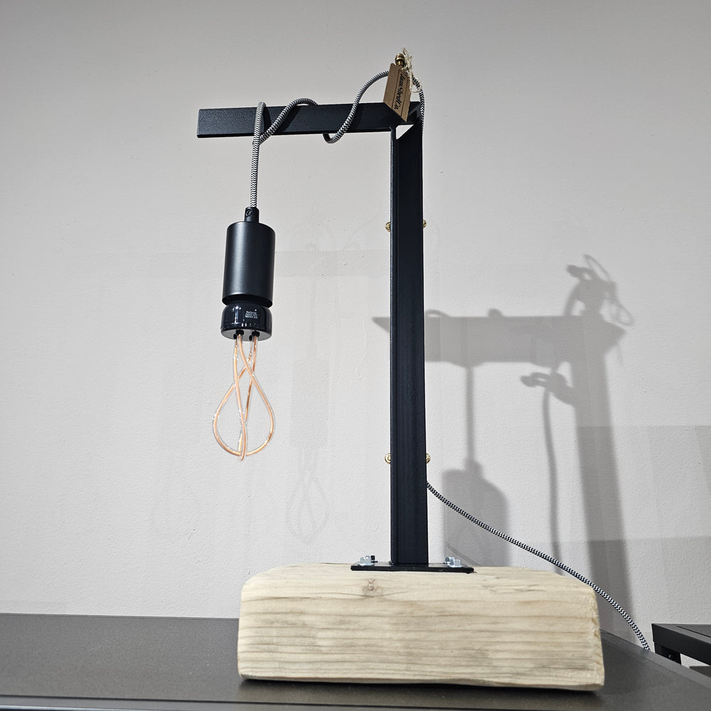 BLACK ANGLE IRON + WOOD LAMP