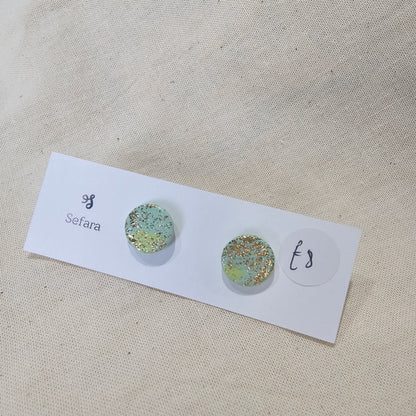 Handmade polymer stud earrings – lightweight aqua sparkle design by Sefara Jewellery