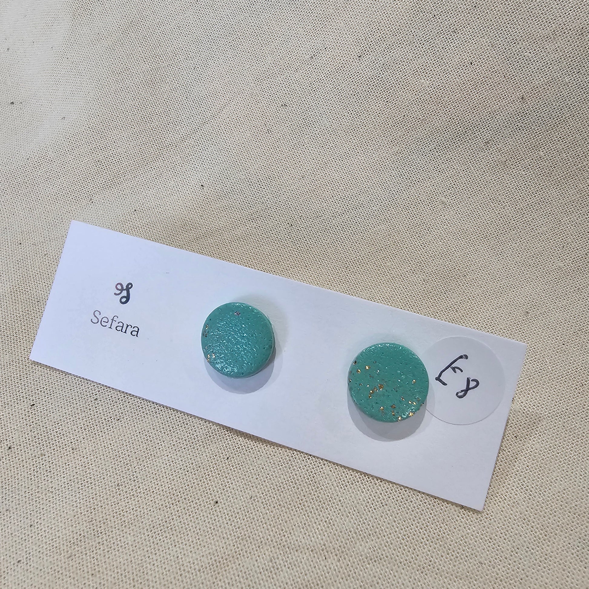 Handmade polymer stud earrings – lightweight turquoise design by Sefara Jewellery