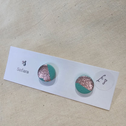 Handmade polymer stud earrings – lightweight turquoise and bronze design by Sefara Jewellery
