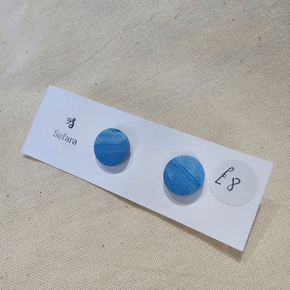 Handmade polymer stud earrings – lightweight sea blue design by Sefara Jewellery