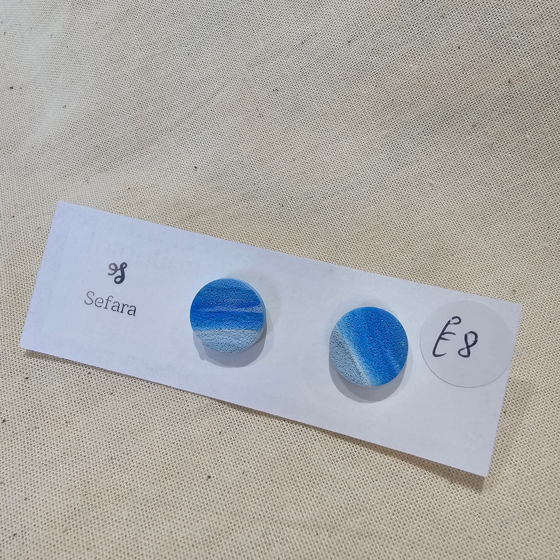 Handmade polymer stud earrings – lightweight sea blue design by Sefara Jewellery