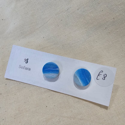 Handmade polymer stud earrings – lightweight sea blue design by Sefara Jewellery
