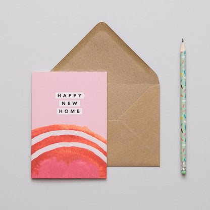 HAPPY NEW HOME PINK RAINBOW CARD