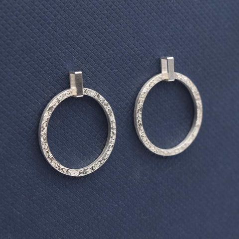 TEXTURED DROP STERLING SILVER EARRINGS