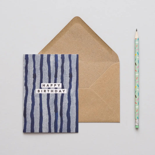 BLUE LINES BIRTHDAY CARD