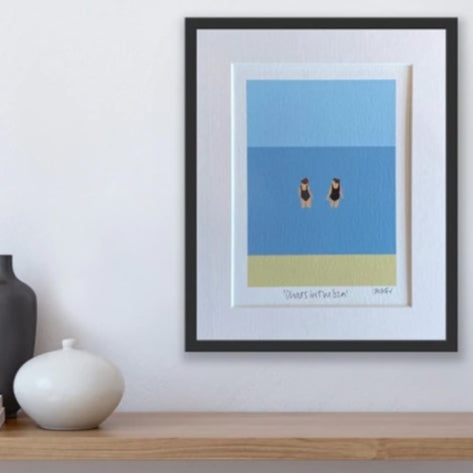 CHATS IN THE SEA A4 MOUNTED PRINT