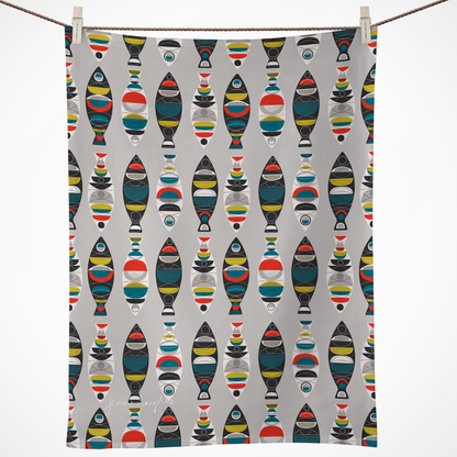 MIDCENTURY MODERN FISH TEA TOWEL