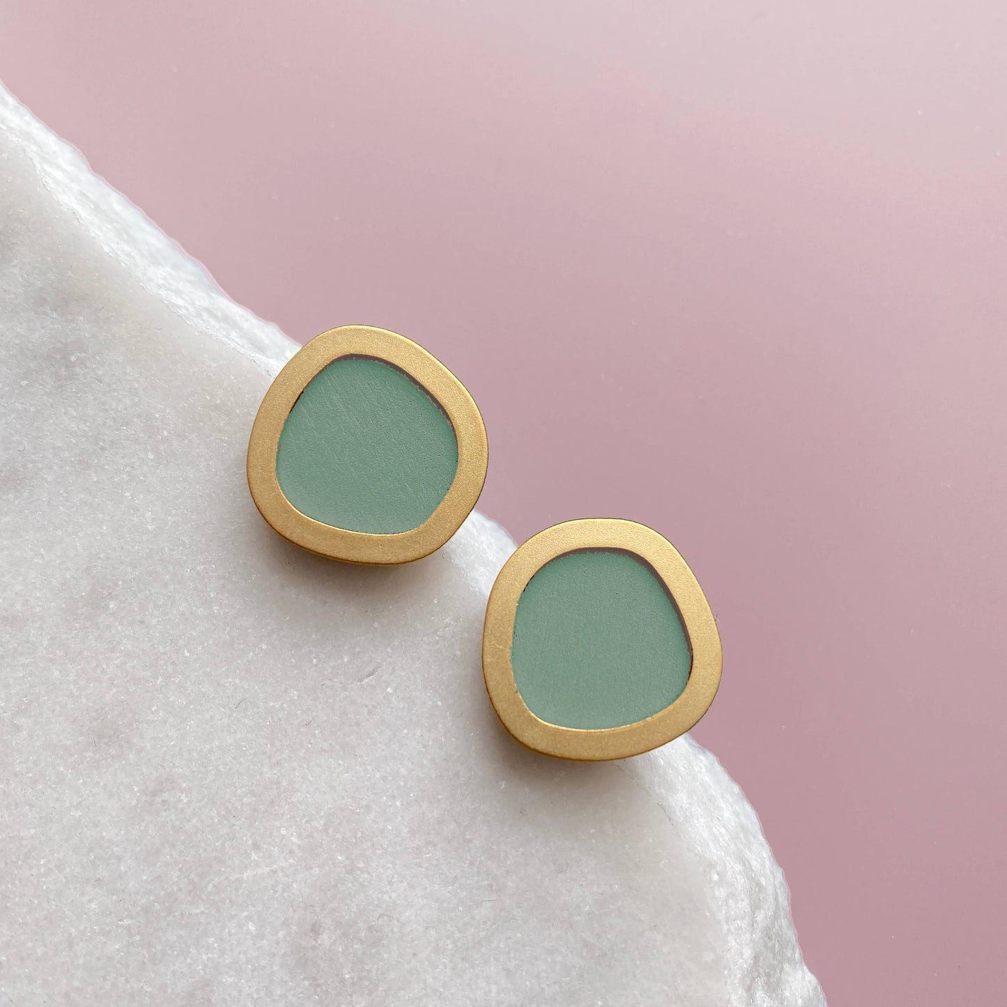 Coloured and gold circle stud earrings with nickel-free silver-plated posts, 1.5cm