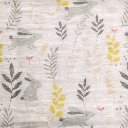 Close up of Cosatto large baby muslin in a subtle Bobtail pattern, made from thick, soft cotton.