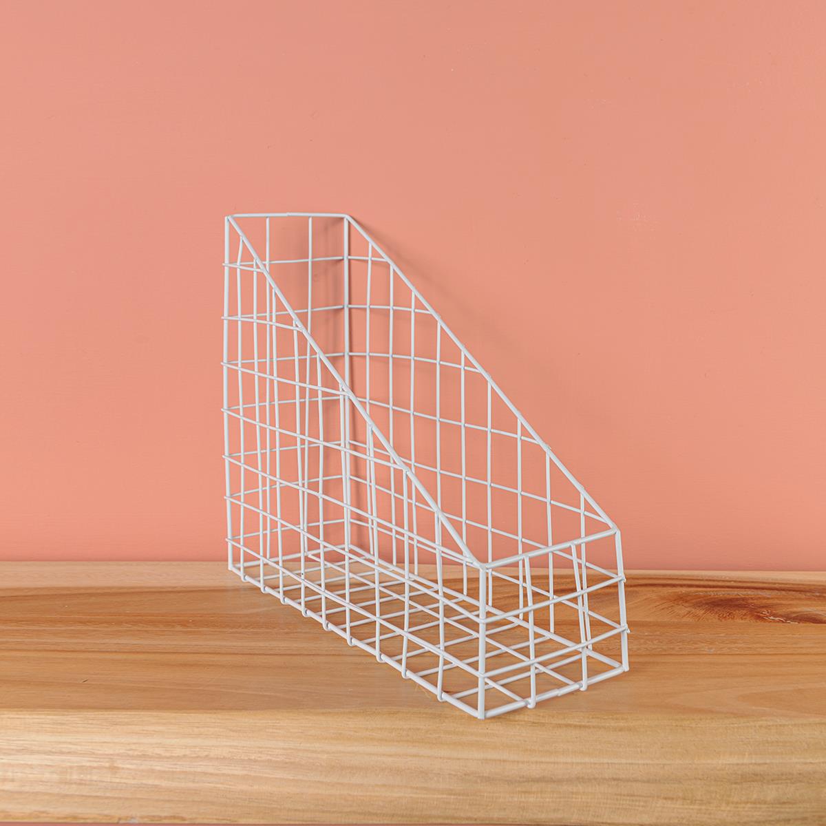 WHITE WIRE DESK ORGANISER