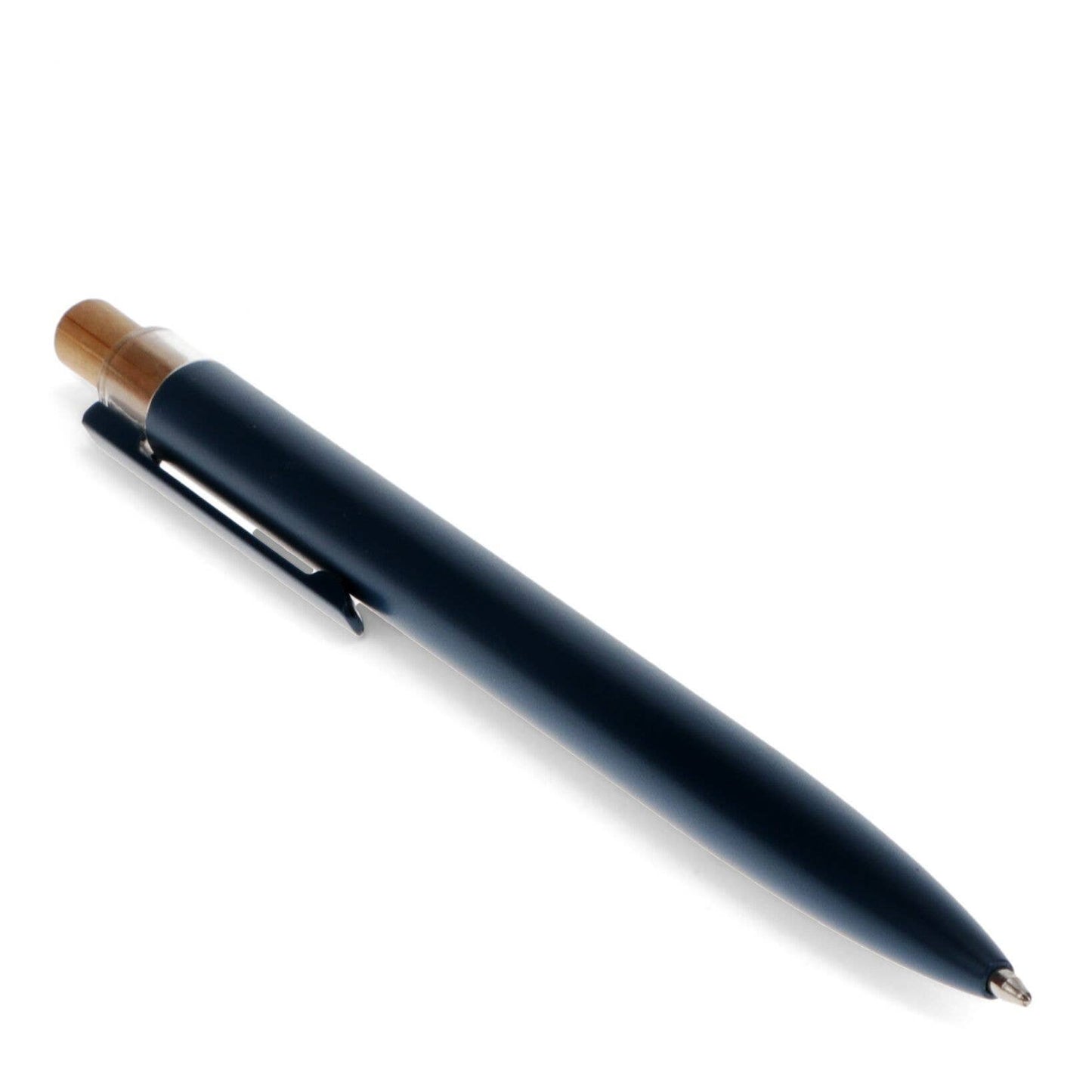 Eco-friendly retractable ballpoint pen with recycled aluminium, bamboo pusher, 1mm blue ink, sustainable office stationery