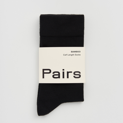PAIRS Scotland Bamboo socks in True Black highlighting their soft texture.
