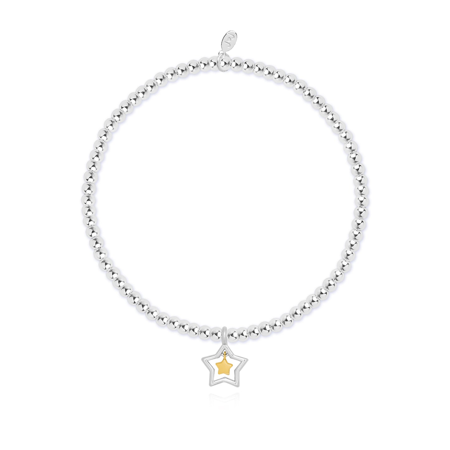 A silver plated stretch beaded bracelet with star charms