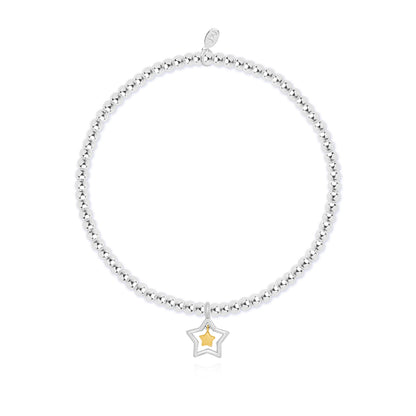 A silver plated stretch beaded bracelet with star charms