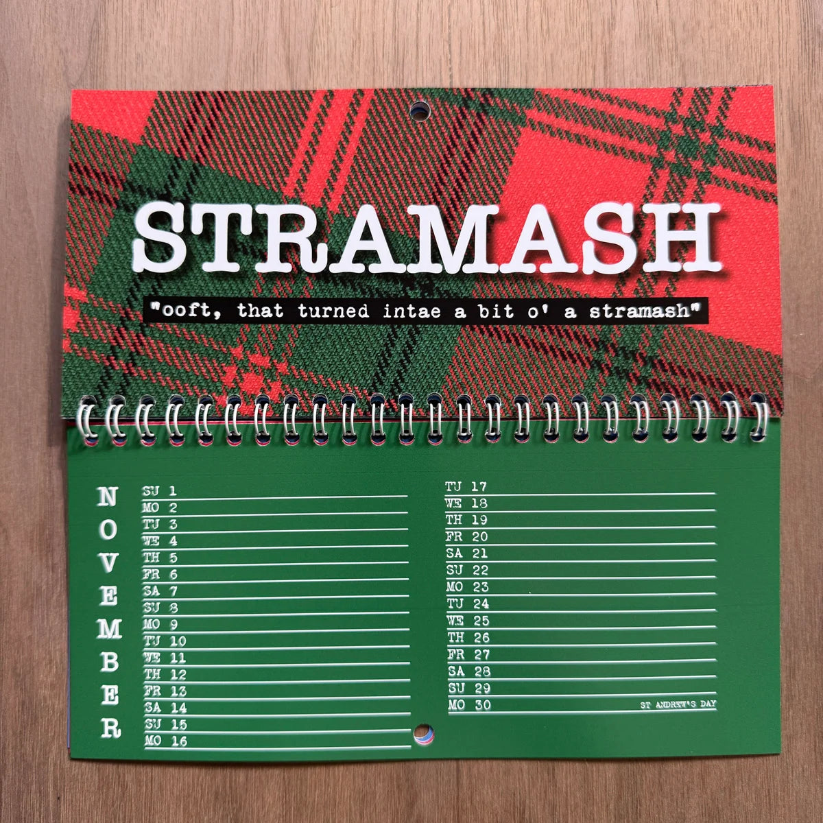 DL-sized Hiya Pal Scottish Banter 2026 calendar featuring colourful Scottish words, one per month.